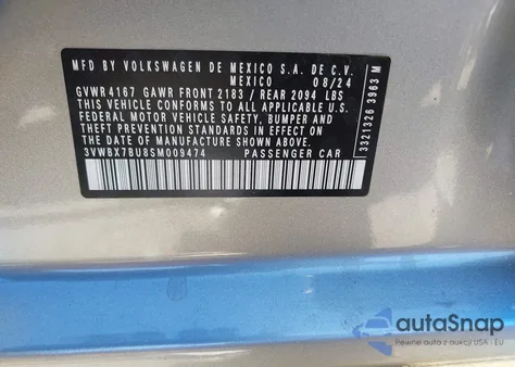 2025 Volkswagen Jetta 1.5T Sport из США, поврежденный, VIN 3VWBX7BU8SM009474